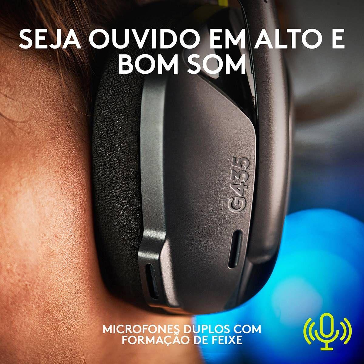 Headset Gaming LOGITECH G435 (Binaural - Sem fios - Circum-aural - Preto e Amarelo Néon), miniatura 6