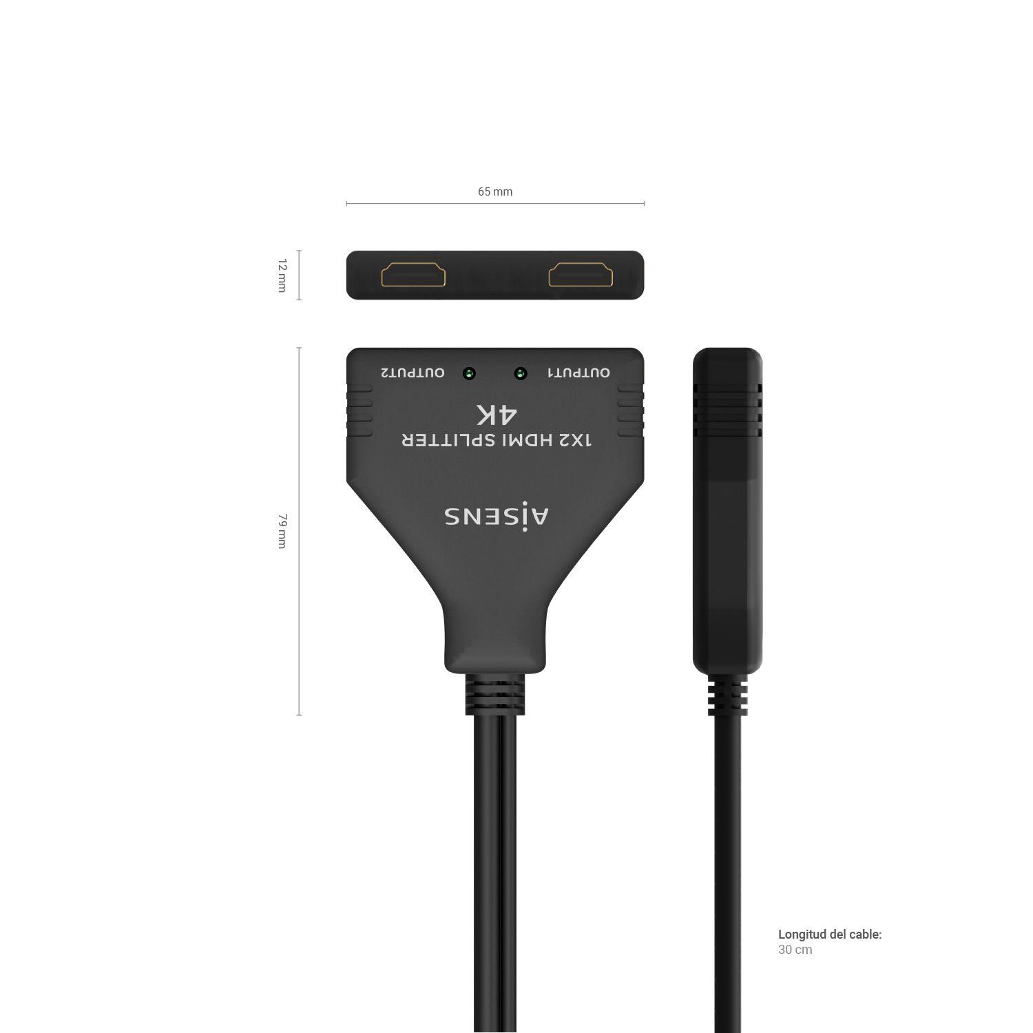 Duplicador HDMI AISENS A123-0654 (0,3 m - 30 Hz - Preto), miniatura 4