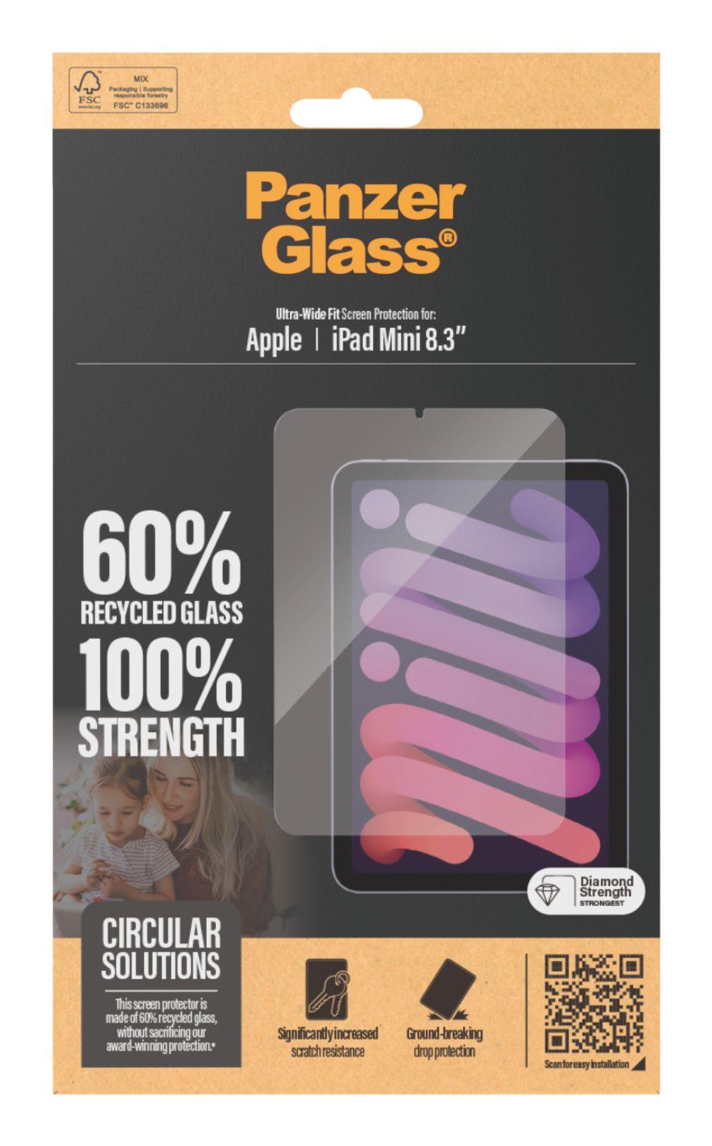 Protetor de Ecrã PANZERGLASS Ultra-Wide Fit para iPad mini 8,3″ (Apple - Transparente) — miniatura 3