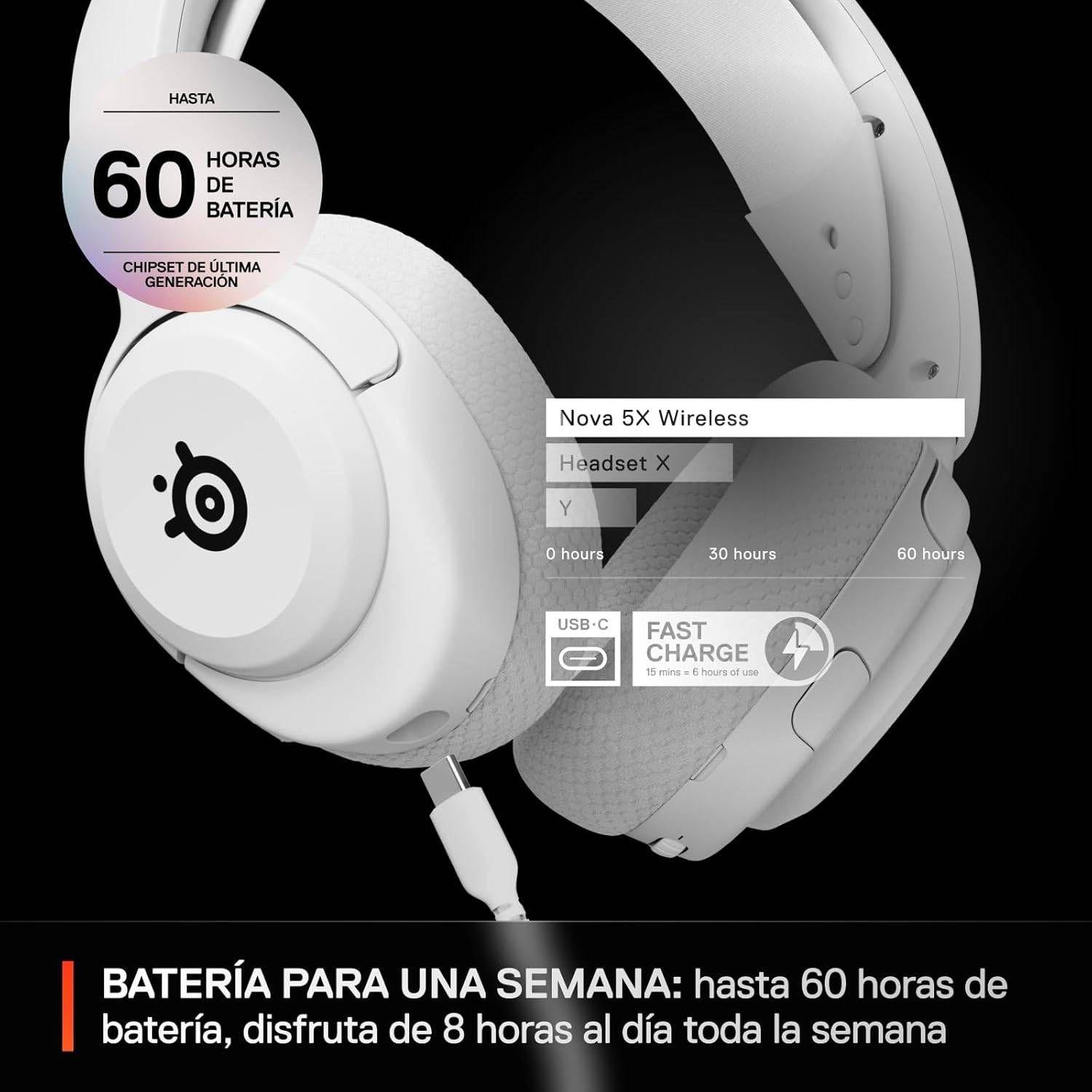 Headset Gaming STEELSERIES Arctis Nova 5X Wireless (Binaural - Sem fios - Supra-aural - Branco) — miniatura 6