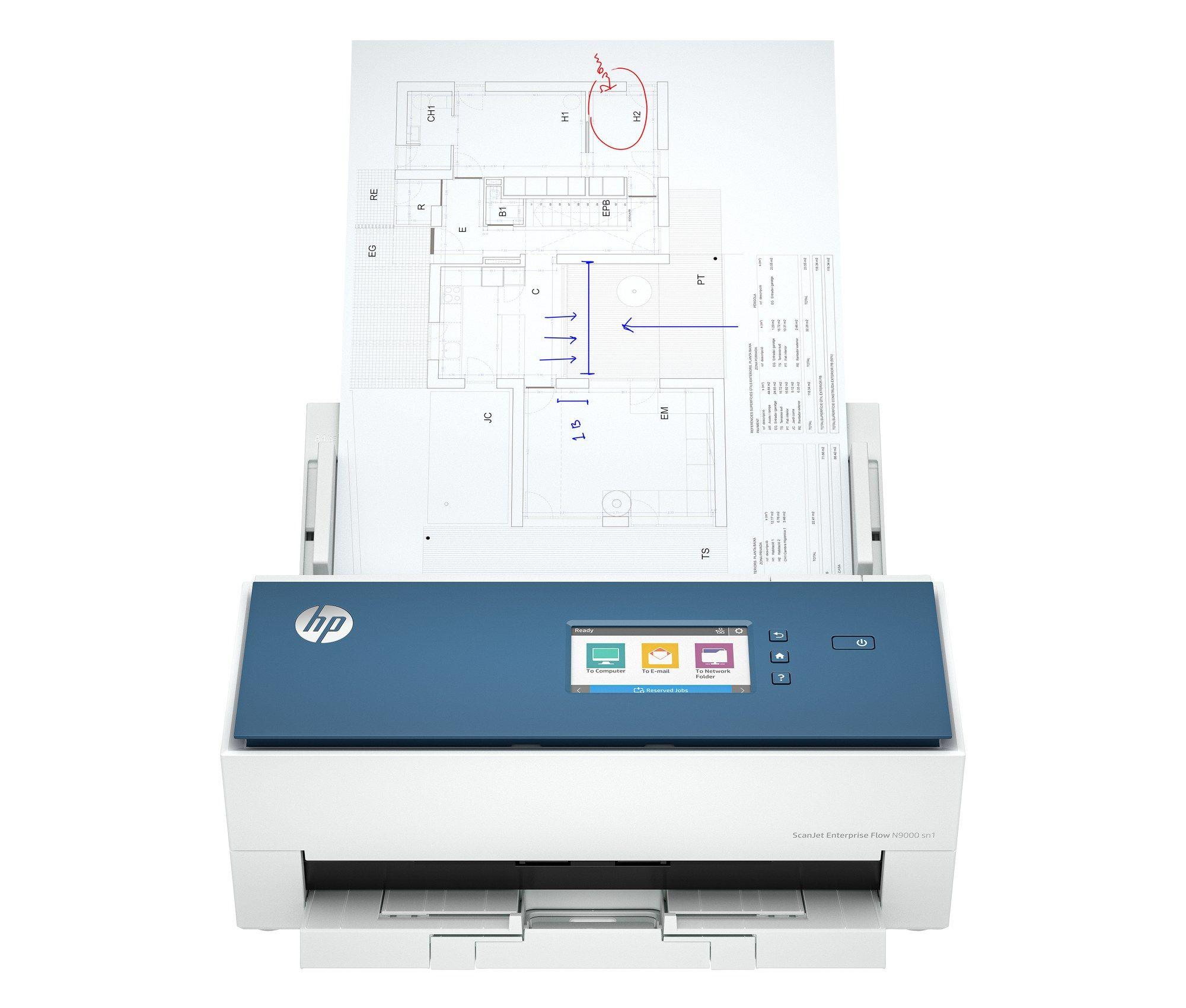 Scanner de Documentos HP ScanJet Enterprise Flow N9000 sn1 (Azul e Branco)