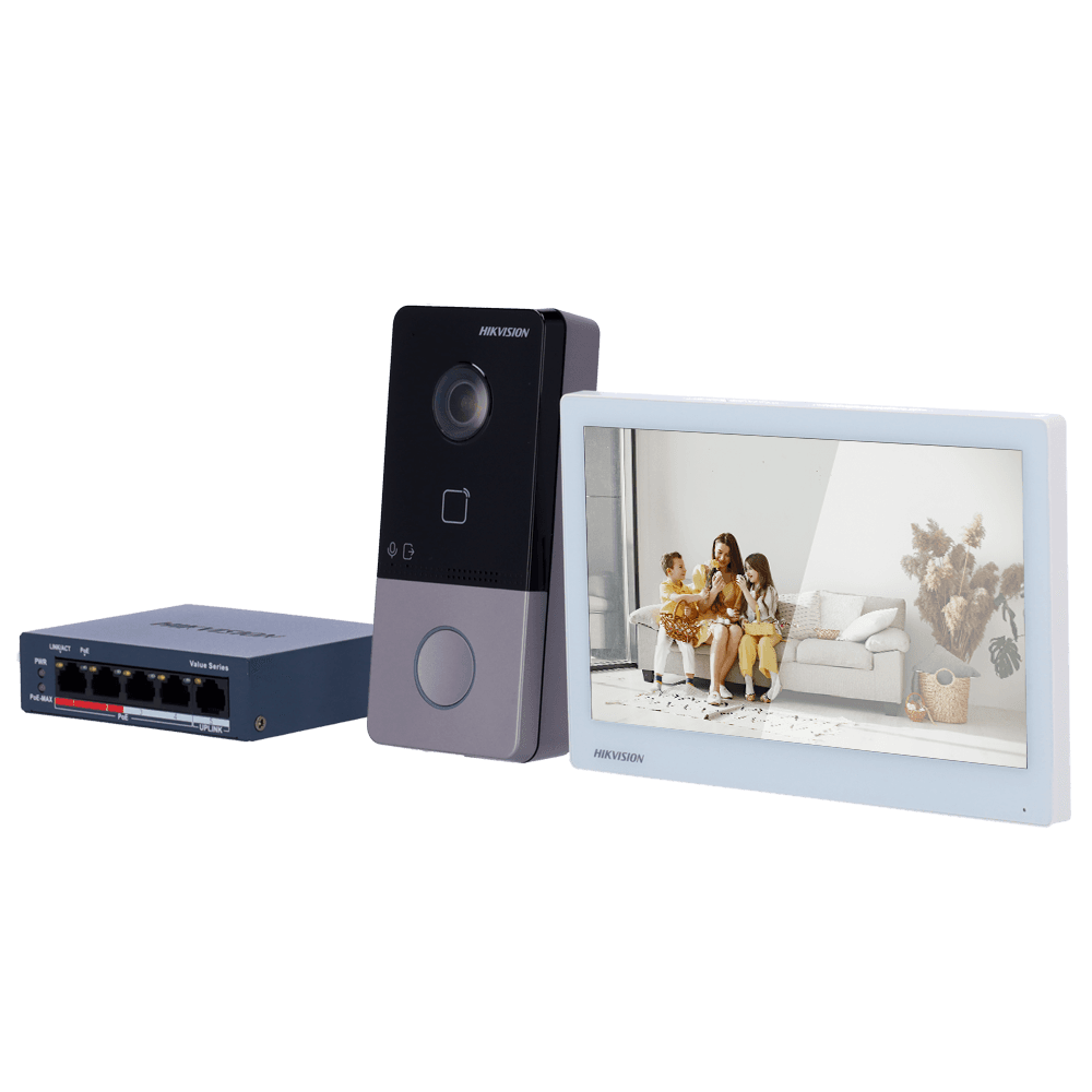 Kit de Videoporteiro IP HIKVISION DS-KIS607-S (2 MP - Wi-Fi - IP65 - Preto e Prateado)