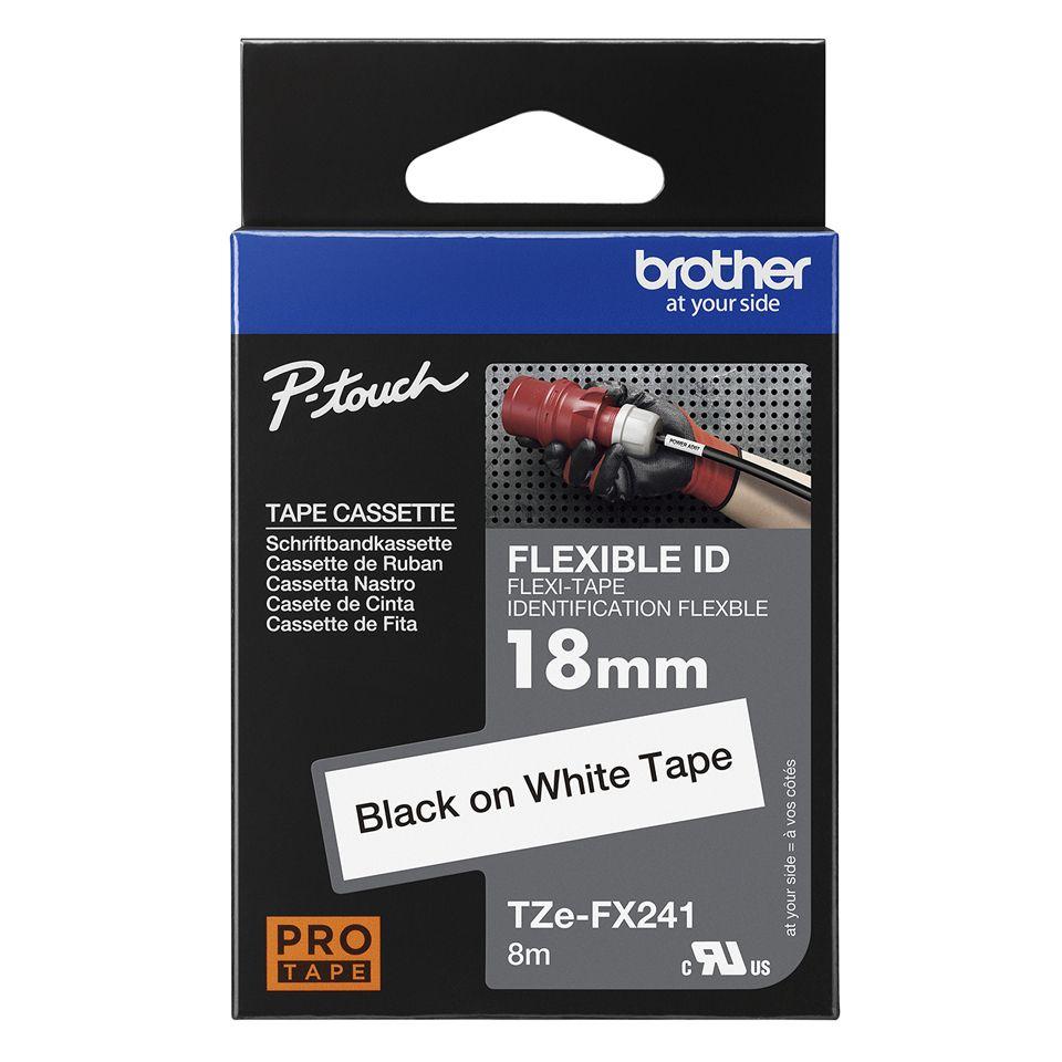 Fita de Impressão para Rotuladora BROTHER TZe-FX241 (Preto sobre Branco), miniatura 2
