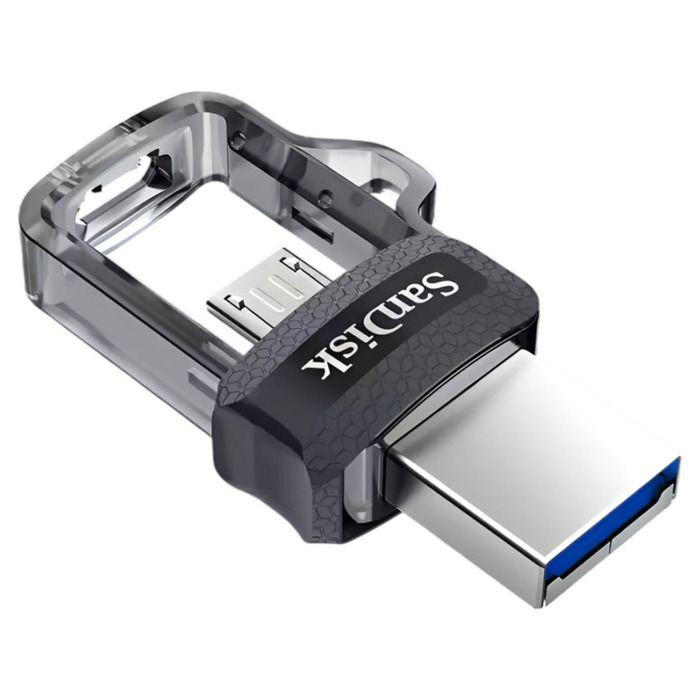 Pen USB SANDISK Ultra Dual Drive m3.0 (128 GB - Deslizante - USB Tipo A / microUSB - Preto, Prateado e Transparente), miniatura 4