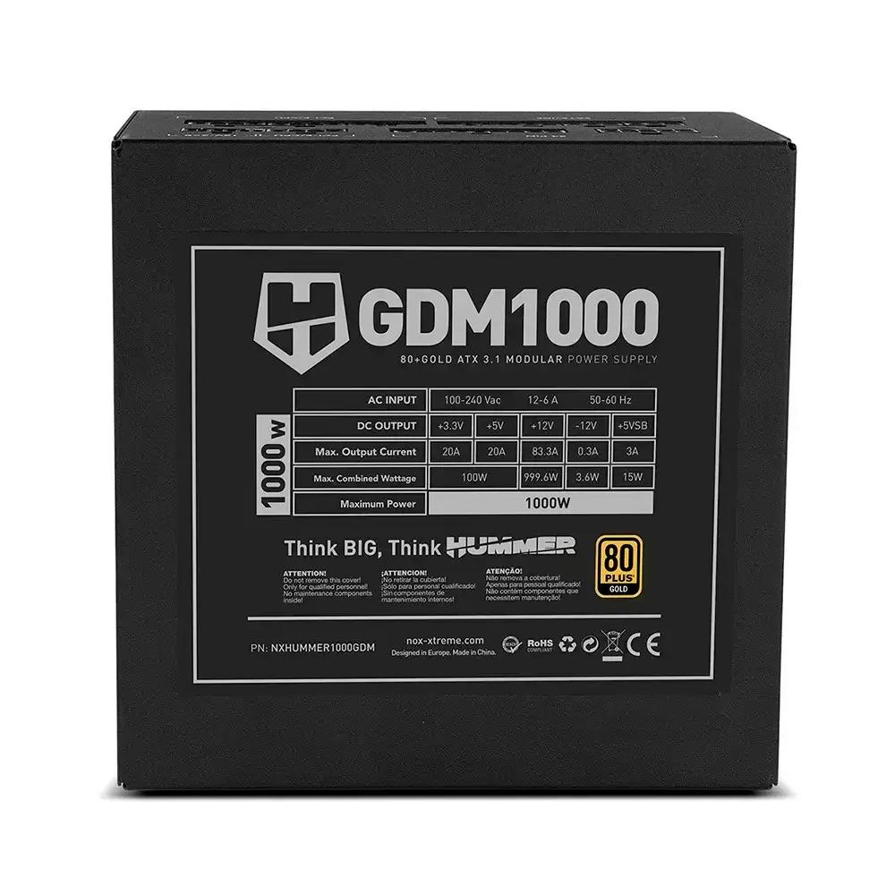 Fonte de Alimentação NOX Hummer GDM1000W (ATX - 1000 W - 80 PLUS Gold - Preto), miniatura 4