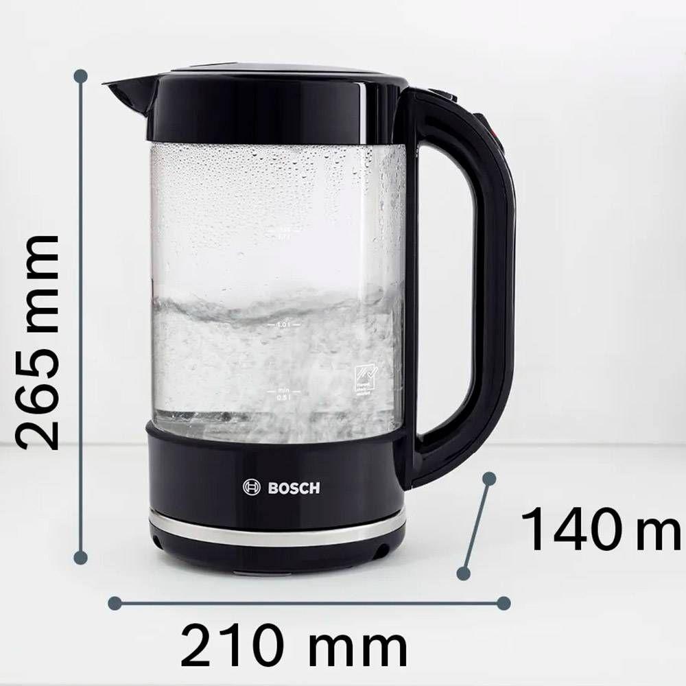 Jarro Elétrico BOSCH TWK70B03 (2400 W - 1,7 l - Vidro - Preto e Transparente), miniatura 3