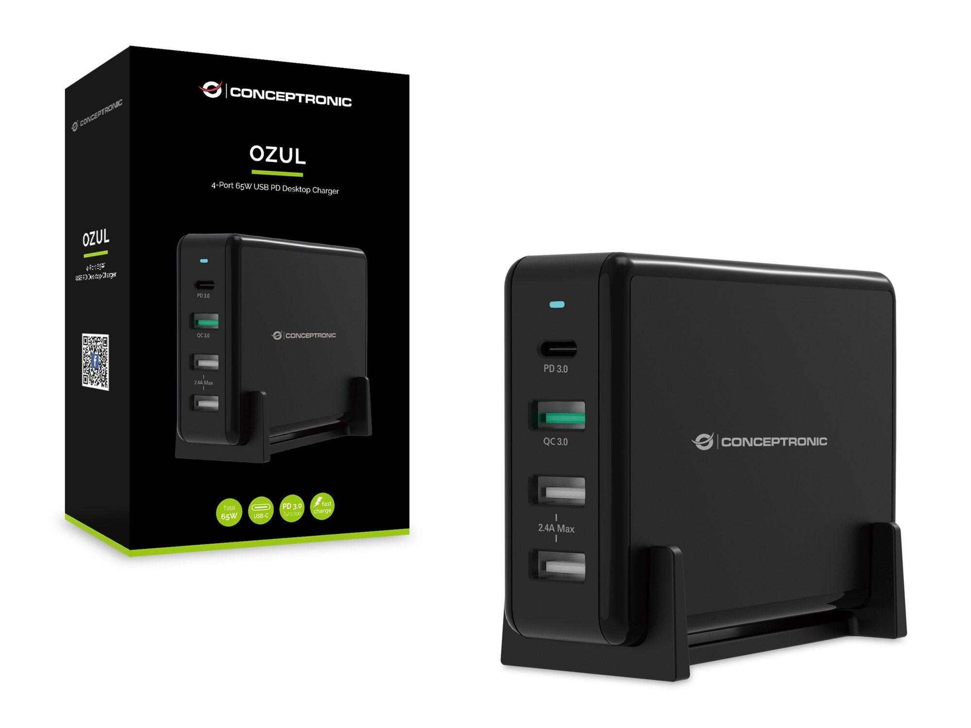 Carregador USB de Escritório CONCEPTRONIC OZUL01B (Universal - Preto), miniatura 7