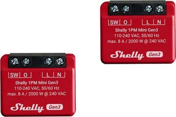 Módulo Relé Inteligente SHELLY 1PM Mini Gen3 2-Pack (Vermelho)