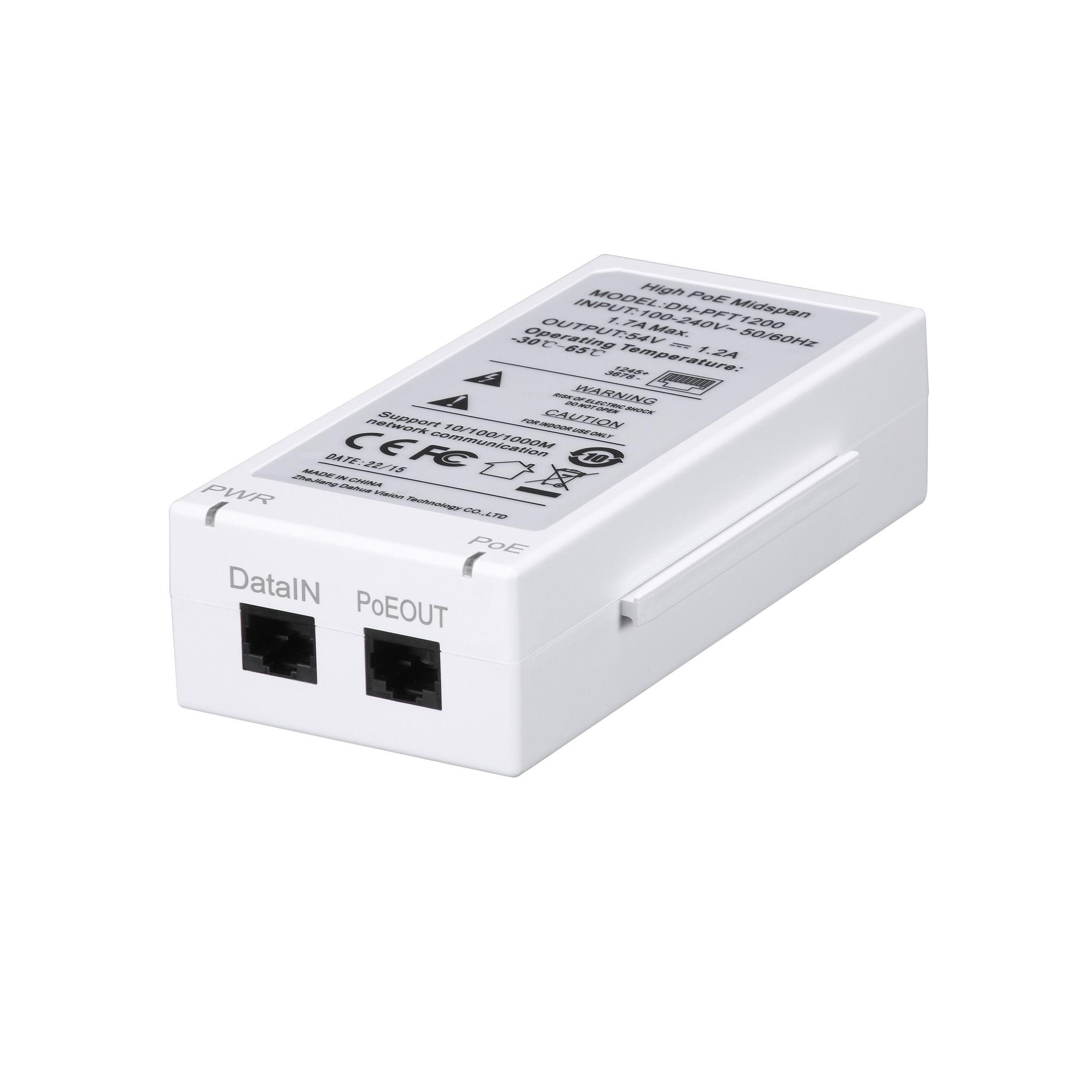 Injetor PoE DAHUA PFT1200 (2 x RJ45 - Gigabit Ethernet - 1 unidade)