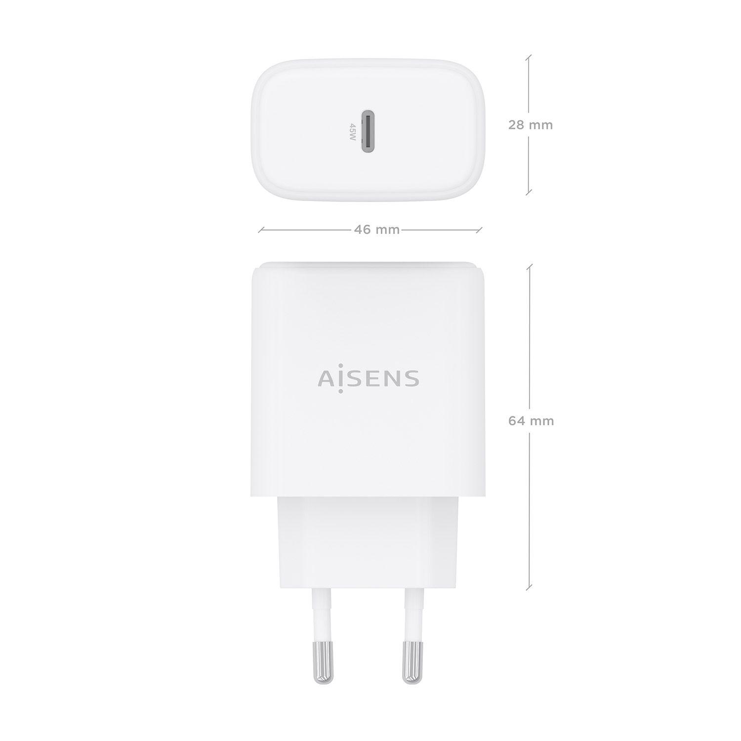 Carregador de Parede AISENS A110-0969 (45 W - Tipo C - Branco), miniatura 4