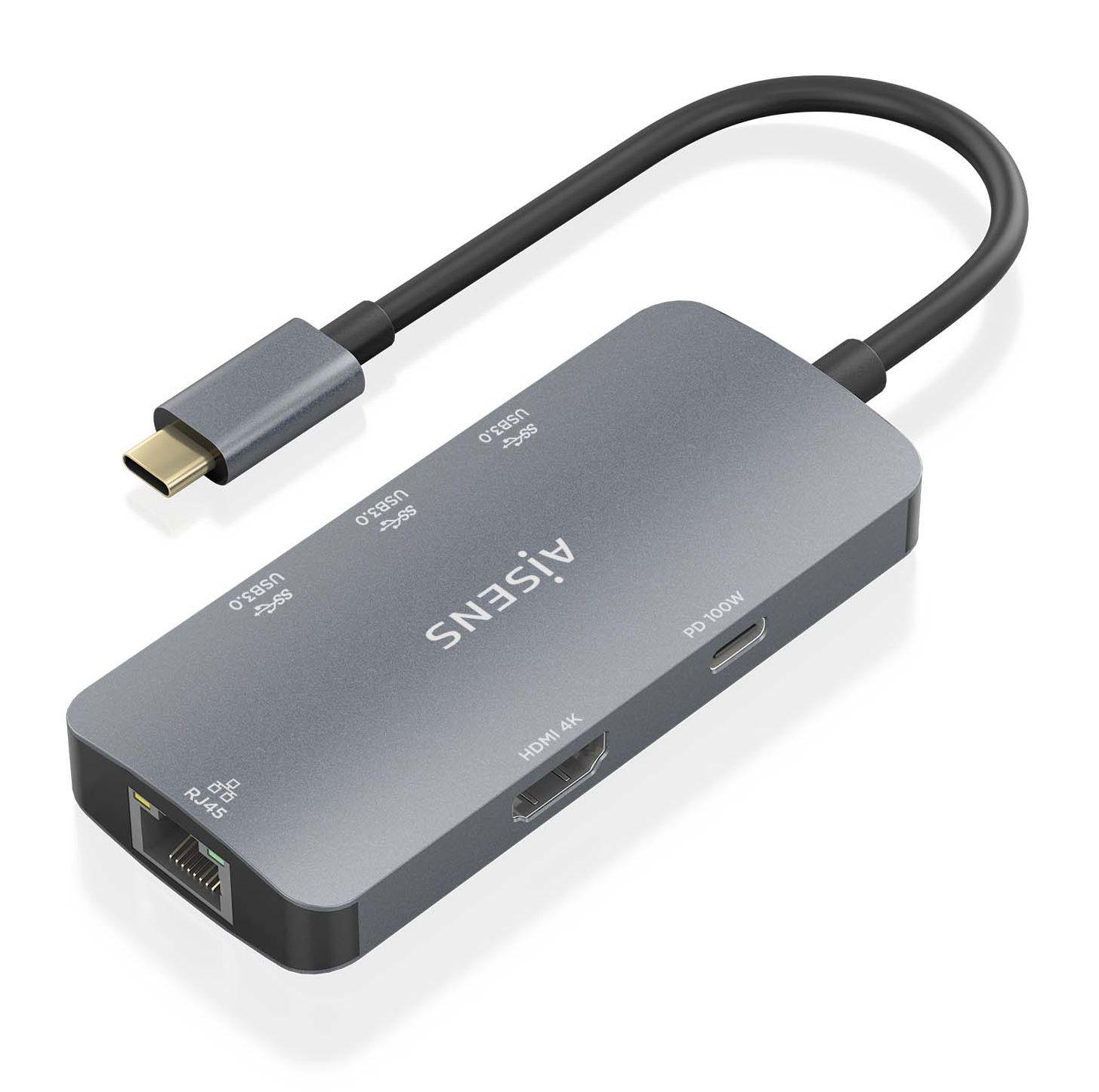 Hub USB-C AISENS ASUC-6P019-GR (0,15 m - Windows 10, Windows 11 - Cinzento)