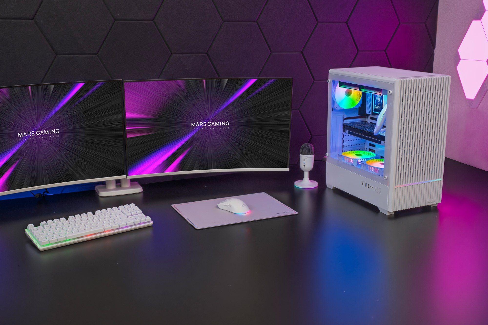Caixa de Computador MARS GAMING MC-QUANTUMW (ATX, Micro ATX, Mini-ITX - Midi Tower - Vidro temperado - Branco) — miniatura 11
