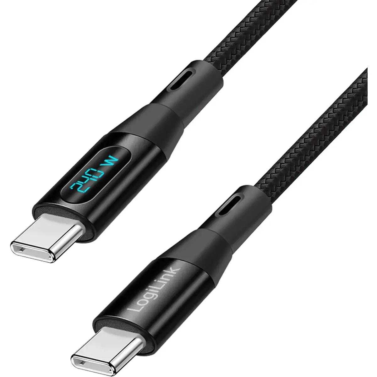 Cabo USB-C LOGILINK CU0446 (1 m - USB-C macho para USB-C macho - Preto)