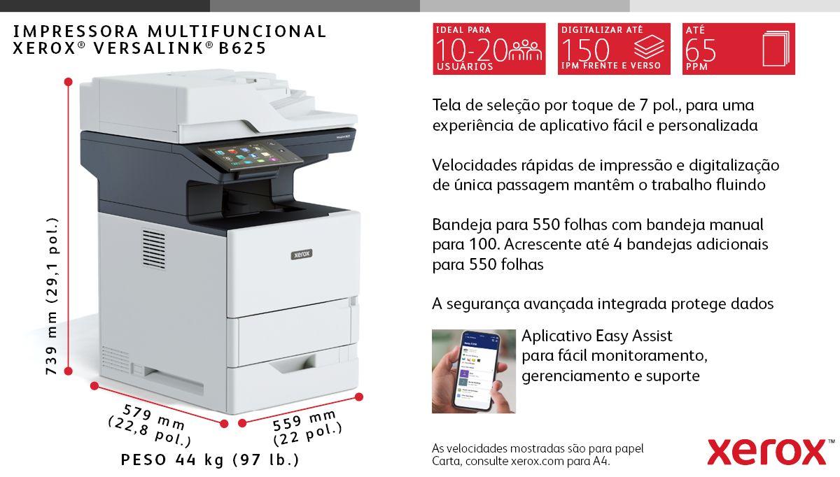 Impressora Multifunções Laser XEROX VersaLink B625V/DN (A4 - Impressão a preto e branco - 650 folhas - Preto e Cinzento), miniatura 5