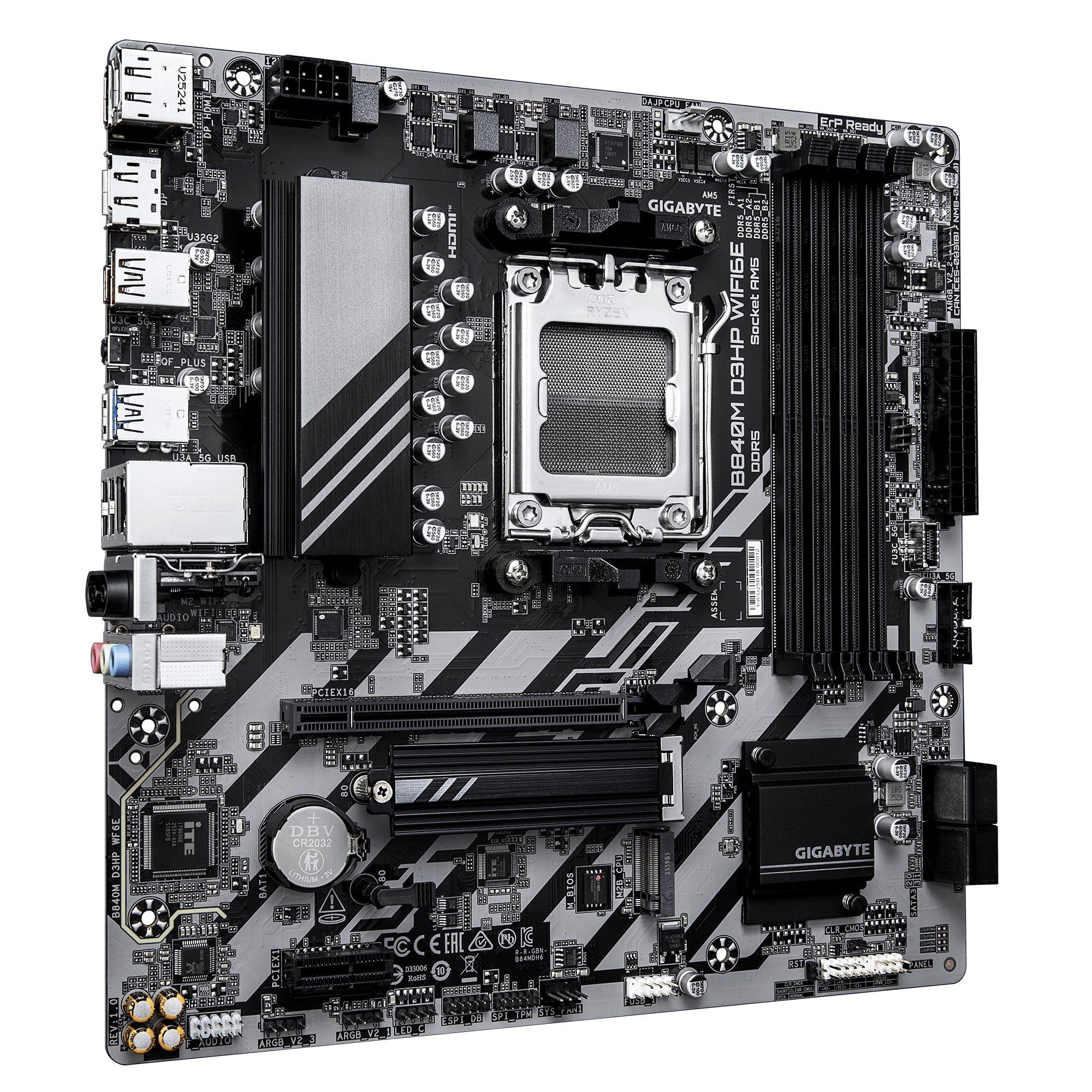 Motherboard GIGABYTE B840M D3HP WIFI6E (AM5 - Micro ATX - Duplo canal - Castanho escuro), miniatura 3