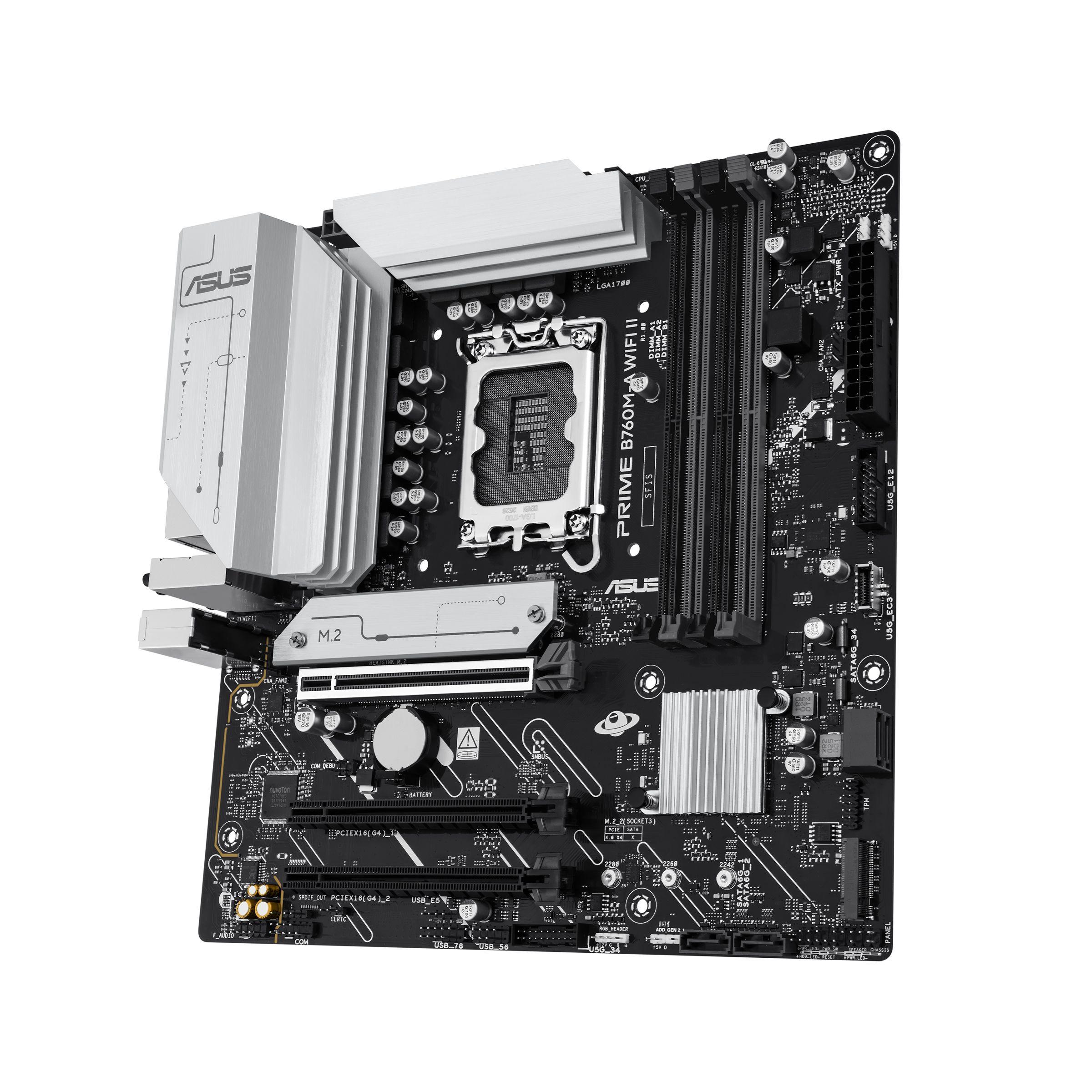 Motherboard ASUS PRIME B760M-A WIFI II (LGA 1700 - micro ATX - Duplo canal - Preto), miniatura 4