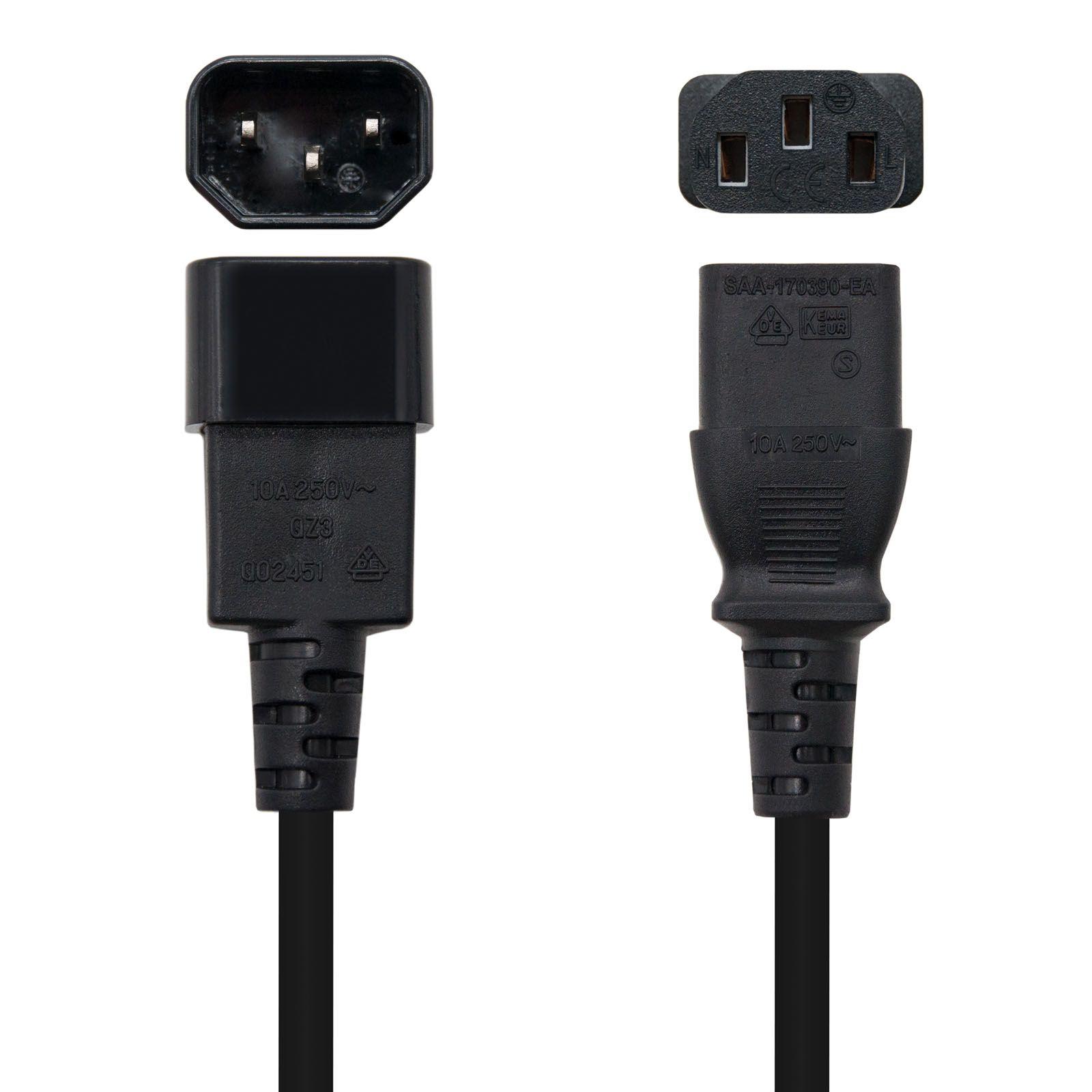 Cabo de Alimentação NANOCABLE 10.22.0203 (3 m - Acoplador C13 - Acoplador C14 - Preto) — miniatura 2