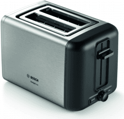 Torradeira BOSCH TAT3P420DE (970 W - 2 fatias - Altura 19,5 cm - Preto e Prateado)