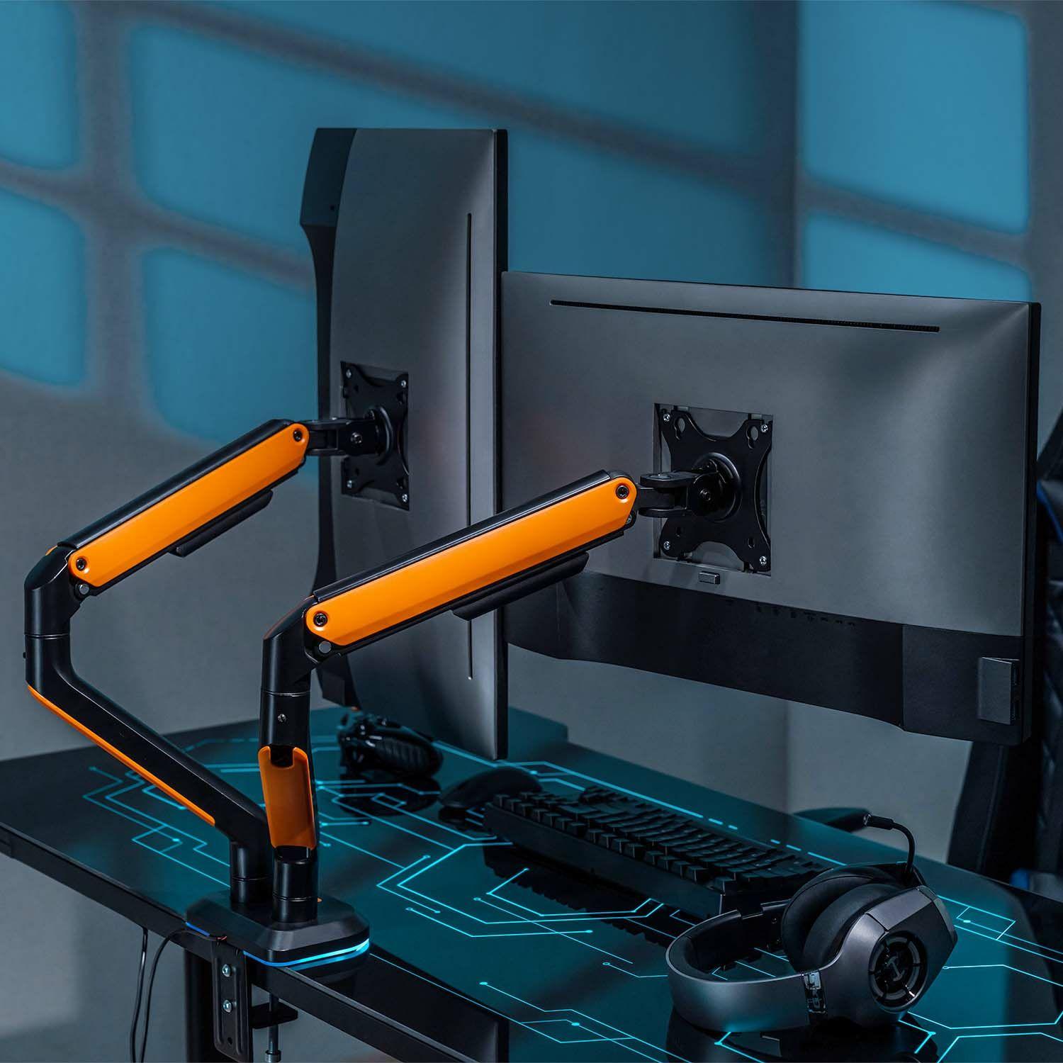 Suporte de Mesa para 2 Monitores AISENS DT32TSR-251 (17-32" - RGB - Preto/Laranja), miniatura 4