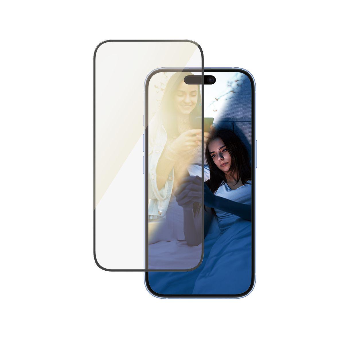 Película de Vidro PANZERGLASS EyeCare iPhone 16/15 UWF (6,1" - Apple - Preto/Transparente)