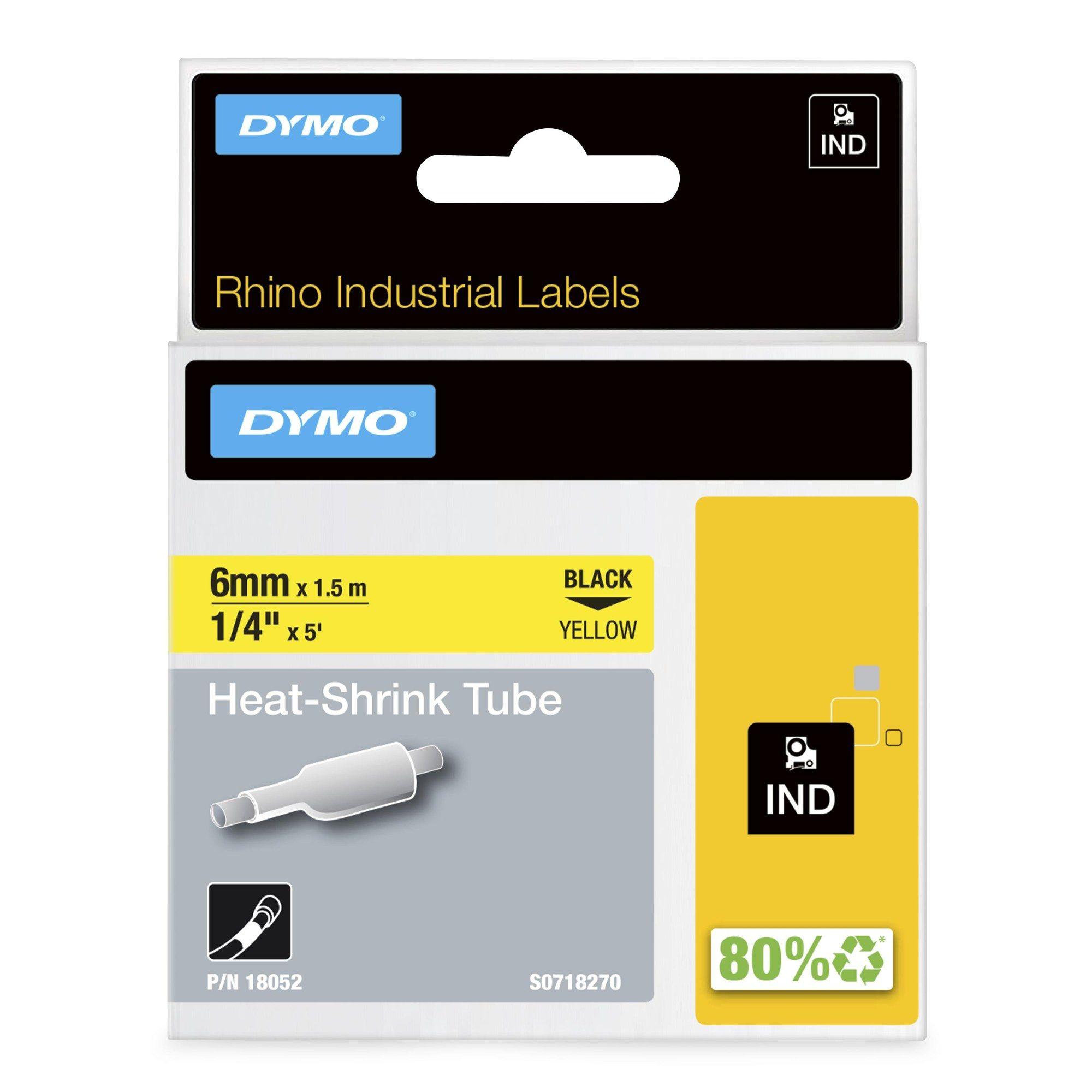 Tubo Termorretrátil para Rotuladora DYMO Rhino 18052 (1,18–2,33 mm - Amarelo/Preto)