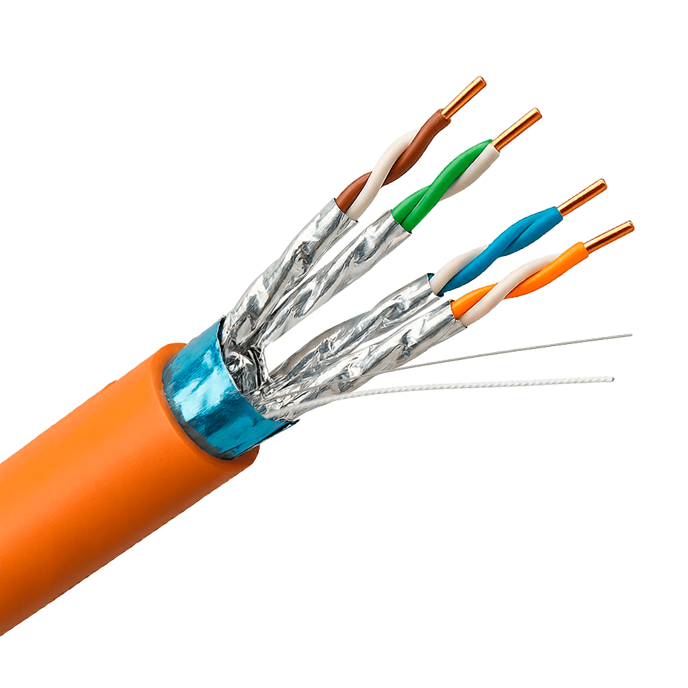 Cabo de Rede UNIVIEW UV-F/FTP6A-300-BC23AWG-DCA-R-O (305 m - Cat6A - Laranja)