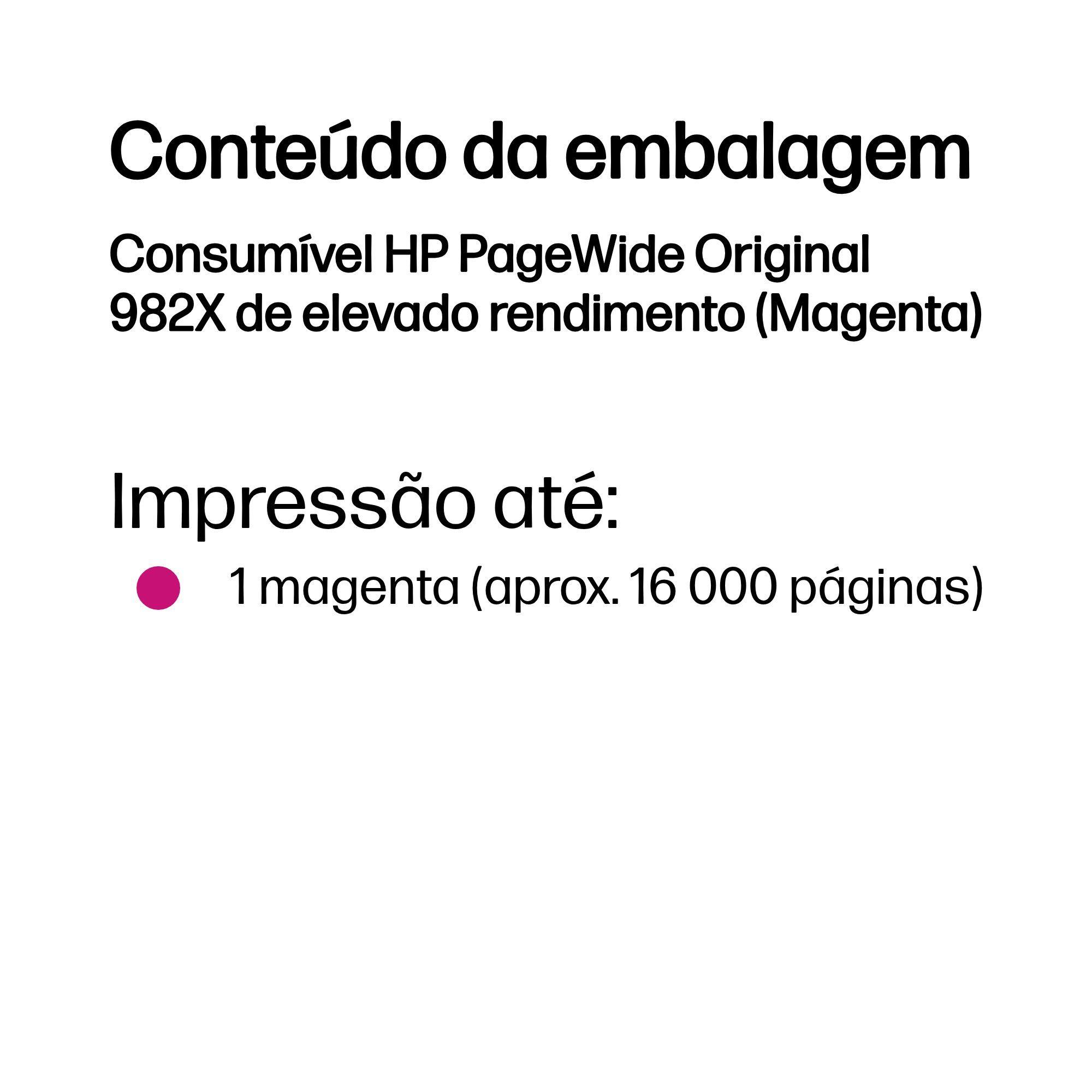 Tinteiro HP PageWide 982X (16 000 páginas a cores - Magenta), miniatura 3