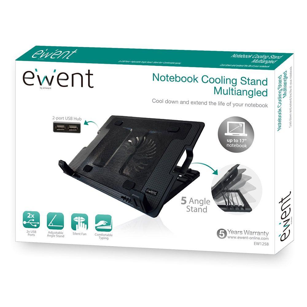 Base de Refrigeração EWENT EW1258 (até 17" - 2 USB - Preto) — miniatura 2