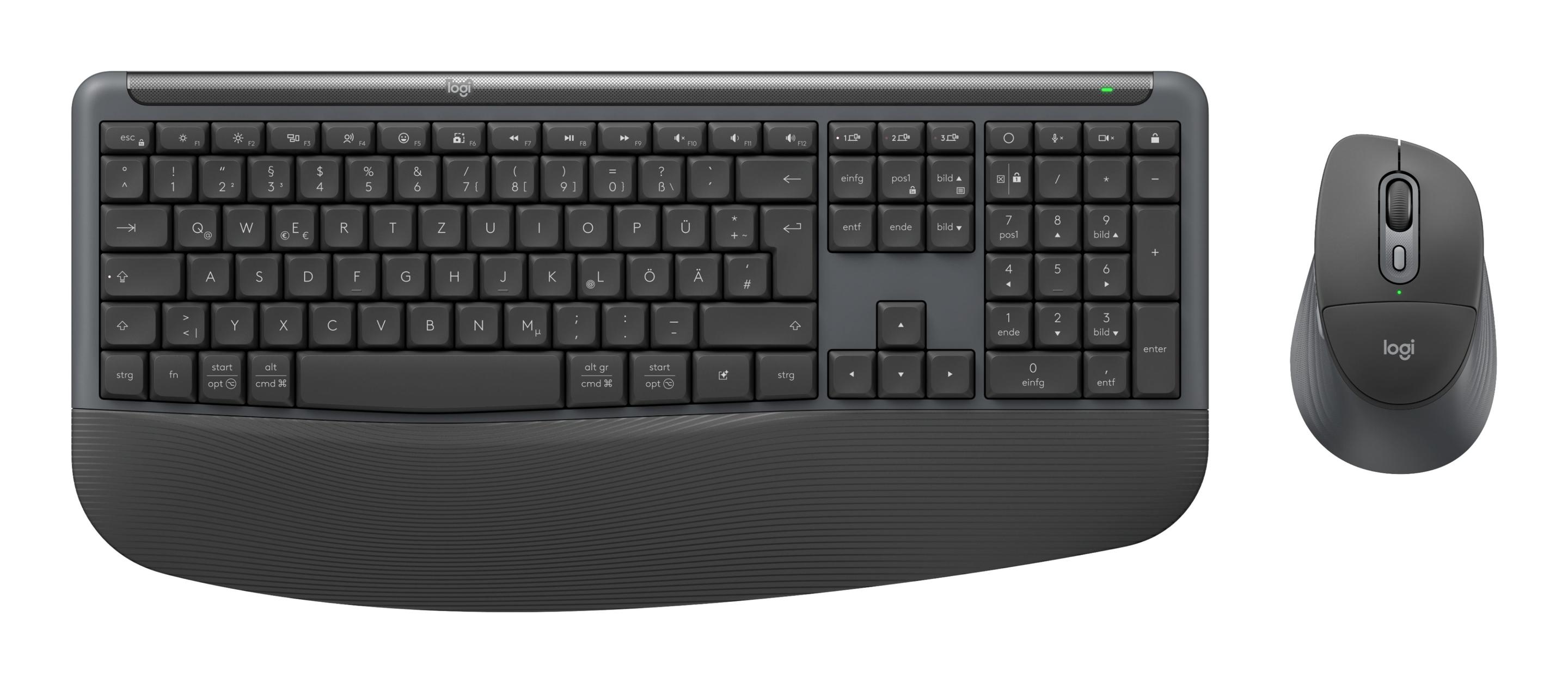 Teclado e Rato LOGITECH MK880 (Alemão - Tamanho completo - RF Wireless + Bluetooth - Grafite)