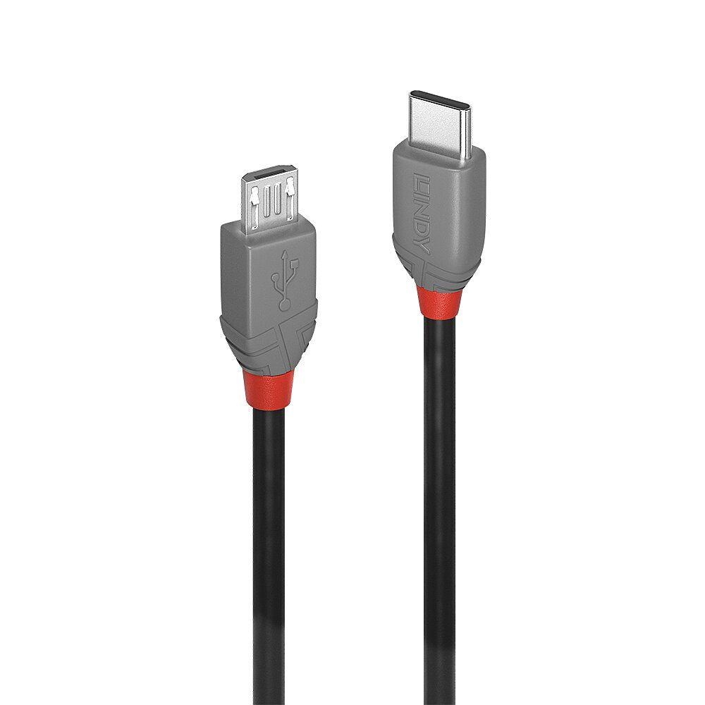 Cabo USB-C para Micro-USB B LINDY 36893 (3 m - USB-C macho - Micro-USB B macho - Preto)