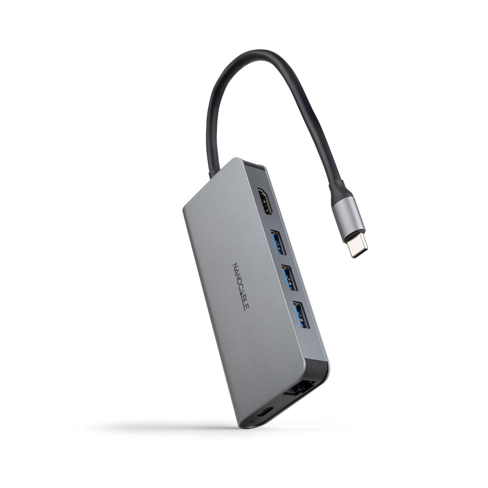 Hub USB-C NANOCABLE 10.16.4609 (0,18 m - Cinzento)
