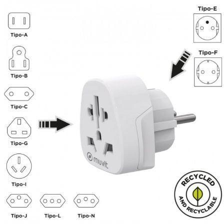 Adaptador Universal MUVIT FOR CHANGE MCADP0007 (Policarbonato ignífugo - Branco), miniatura 2