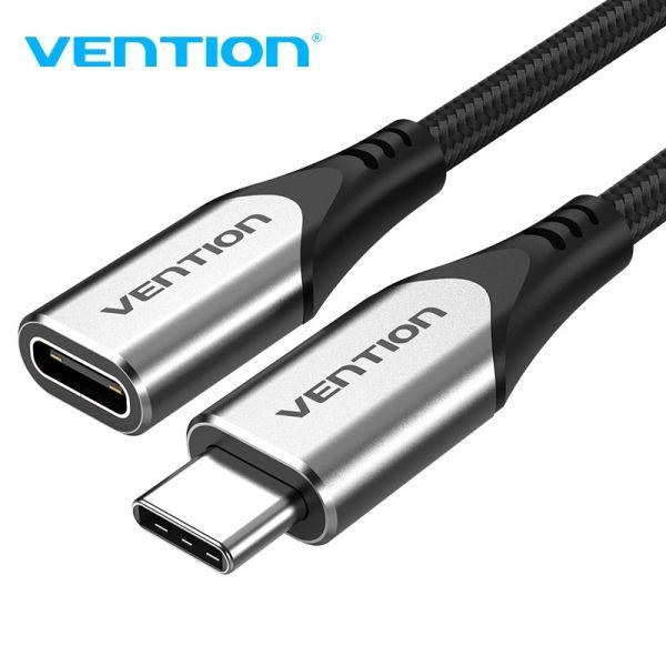 Cabo de Extensão VENTION TABHF (1 m - USB-C macho - USB-C fêmea - Cinzento)