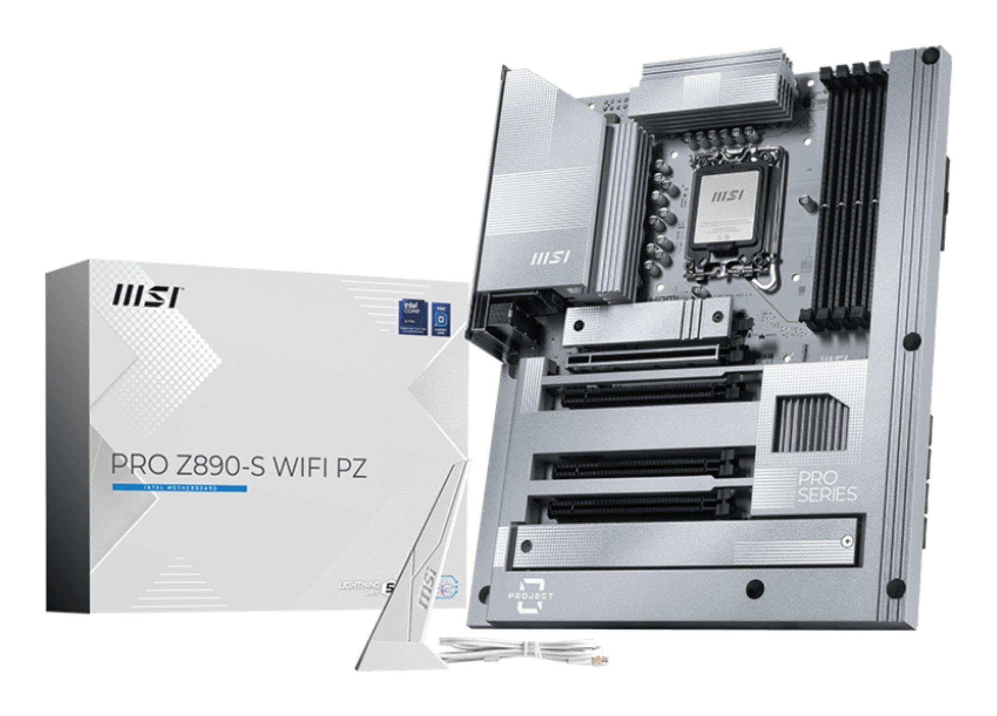 Motherboard MSI PRO Z890-S WIFI PZ (LGA 1851 - Intel Core Ultra - ATX - Prateado e Branco)