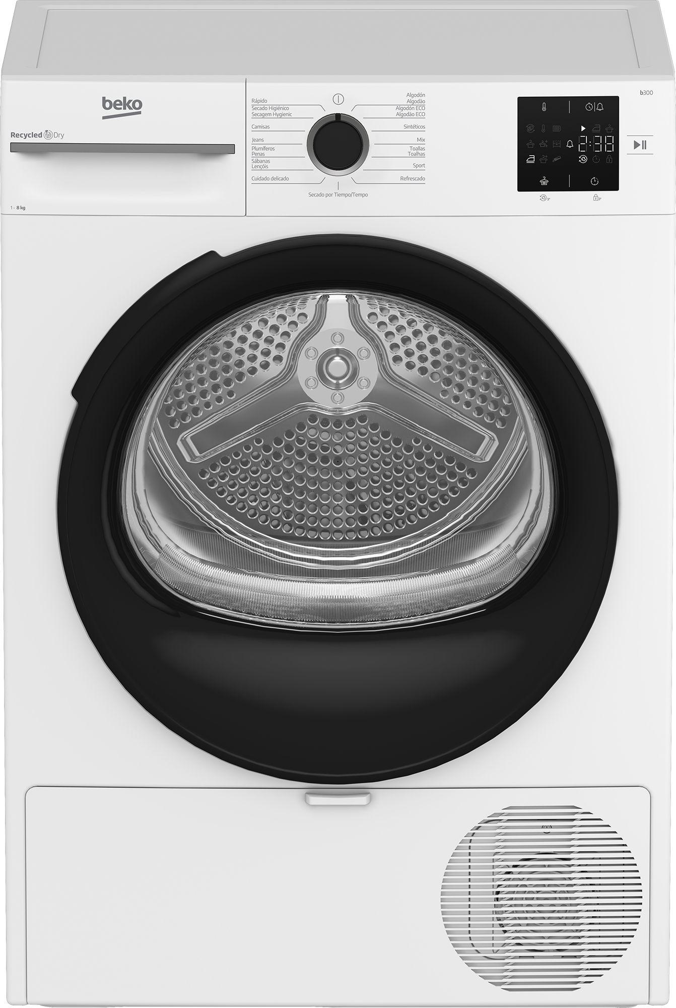 Máquina de Secar Roupa Independente BEKO BM3T38220WB (8 kg - Bomba de calor - Direita - Branco)