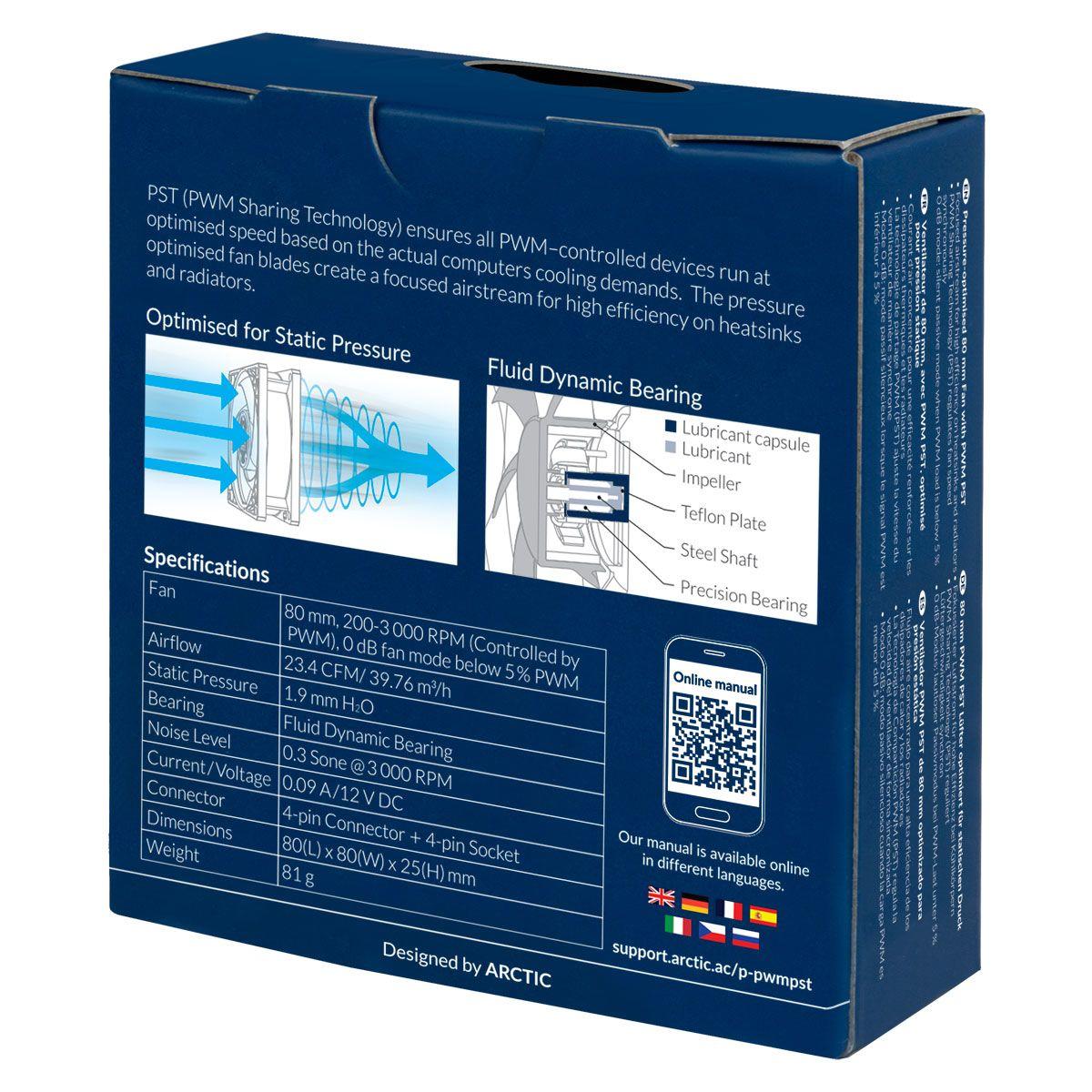 Ventoinha para Caixa de PC ARCTIC P8 PWM PST (Não suportado - Preto) — miniatura 7