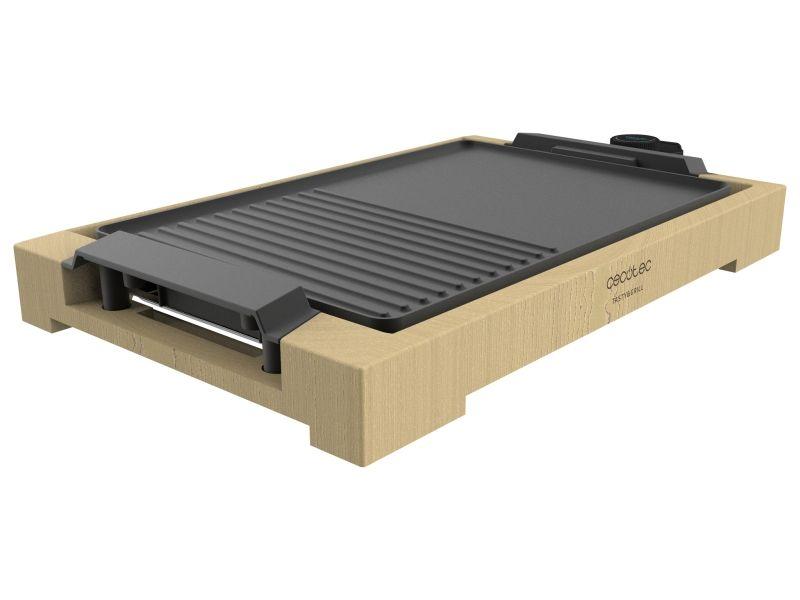Grelhador Elétrico CECOTEC Tasty&Grill 2000 Bamboo Black (Altura 6,5 cm - Preto e Bambu)