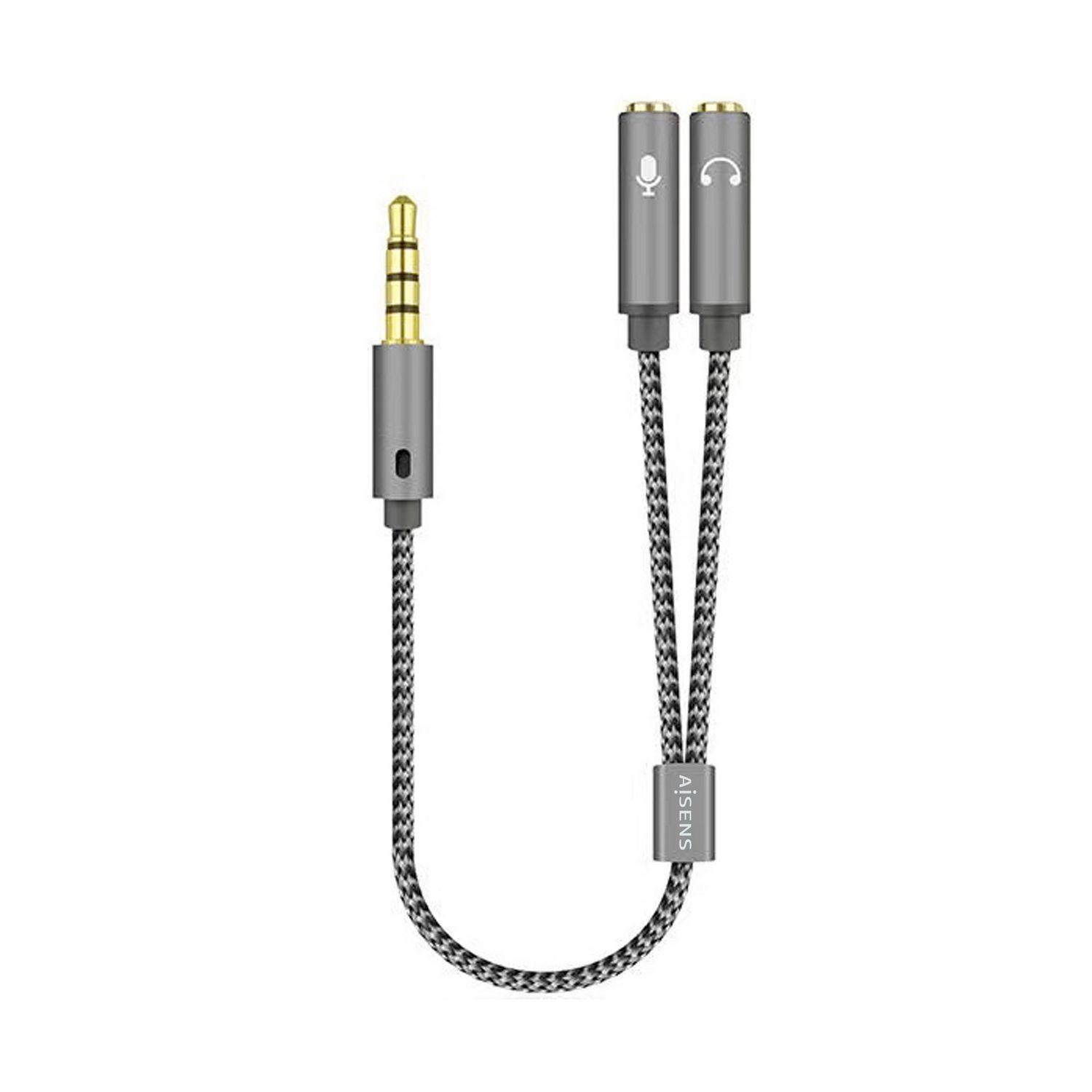 Adaptador de Áudio AISENS A128-0415 (0,25 m - 3.5mm - 2 x 3.5mm - Cinzento)