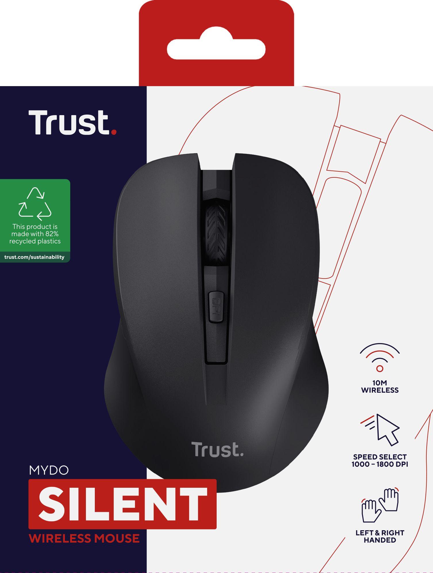 Rato TRUST Mydo Silent (Ambidestro - 1800 DPI - Ótico - Preto), miniatura 6