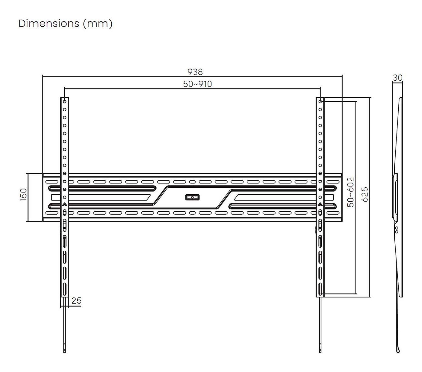 Suporte de Parede TV Fixo AISENS WT100F-317 (43-100" - VESA 900x600 mm - Preto), miniatura 6