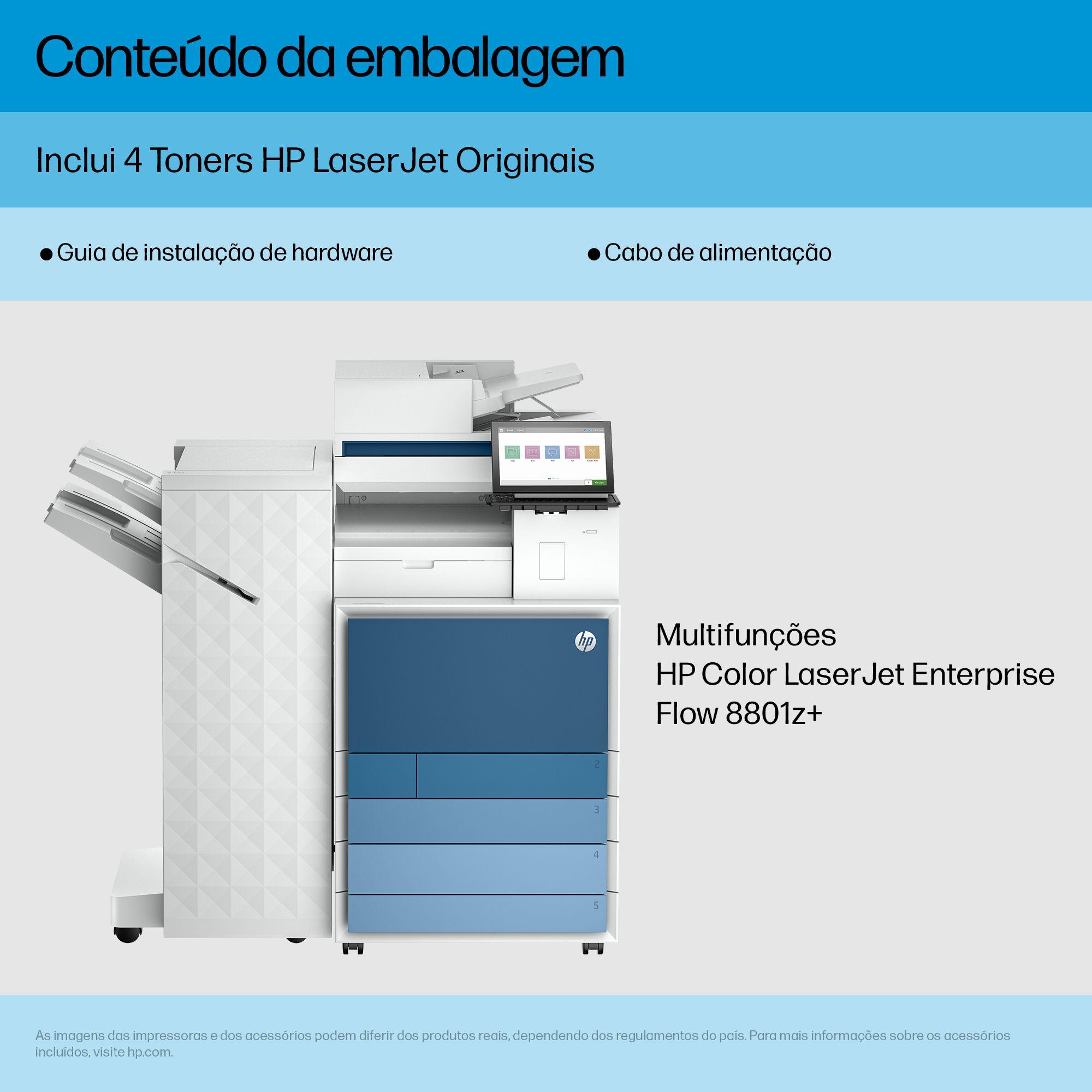 Impressora Multifunções HP LaserJet Enterprise Flow MFP 8801z+ (A3 - Impressão a cores - 2180 folhas - Azul e Branco), miniatura 6