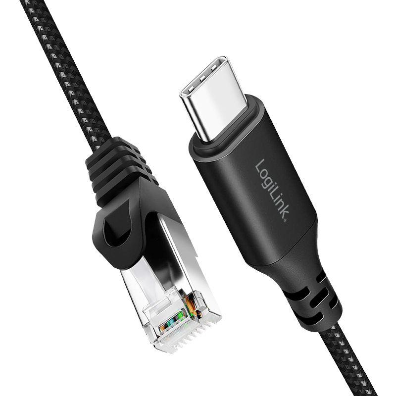 Cabo Adaptador de Rede LOGILINK CU0412 (2 m - Cat6 - USB-C - Preto), miniatura 3