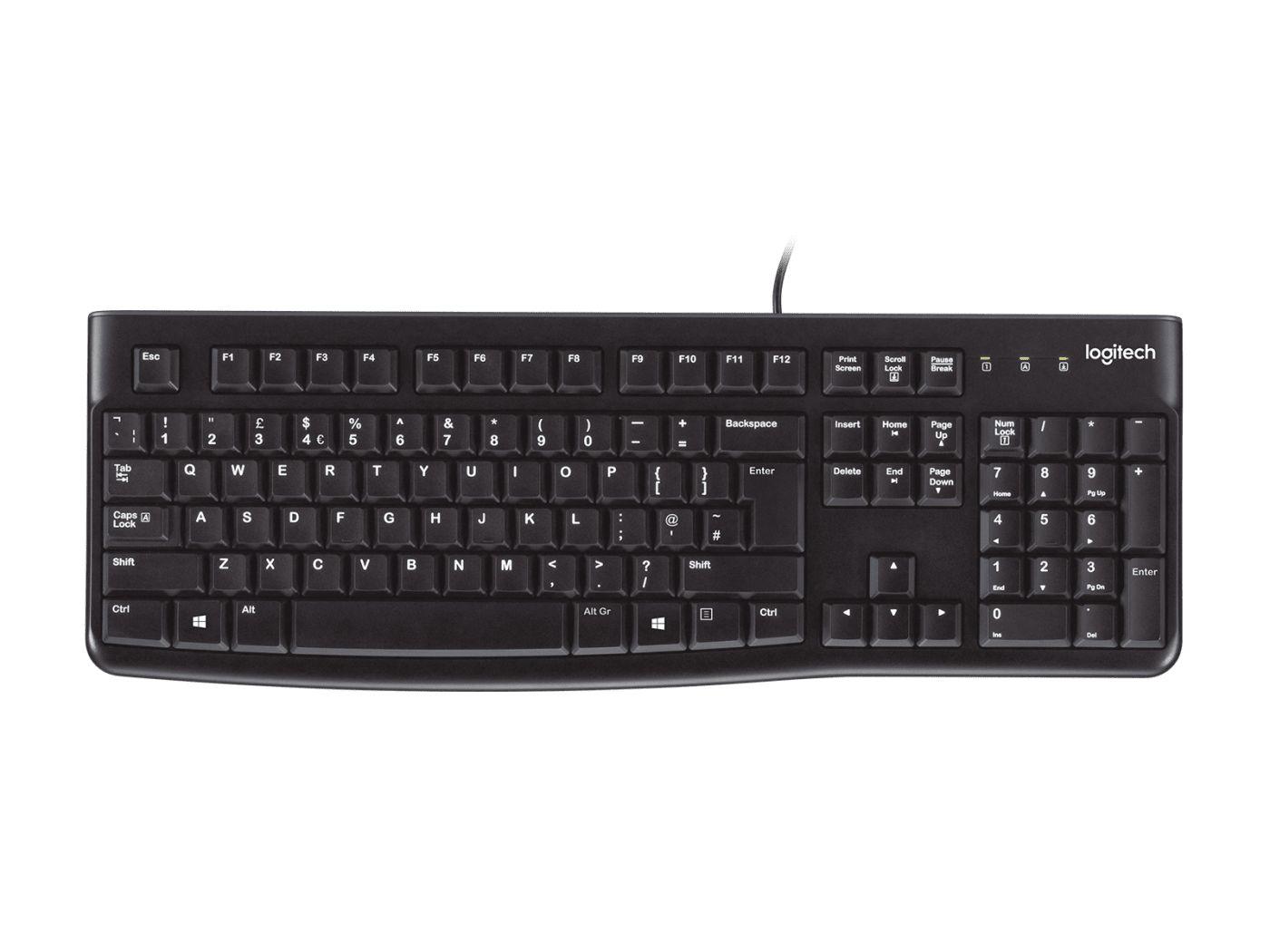 Teclado LOGITECH K120 (Estados Unidos - USB - Com fios - Preto)