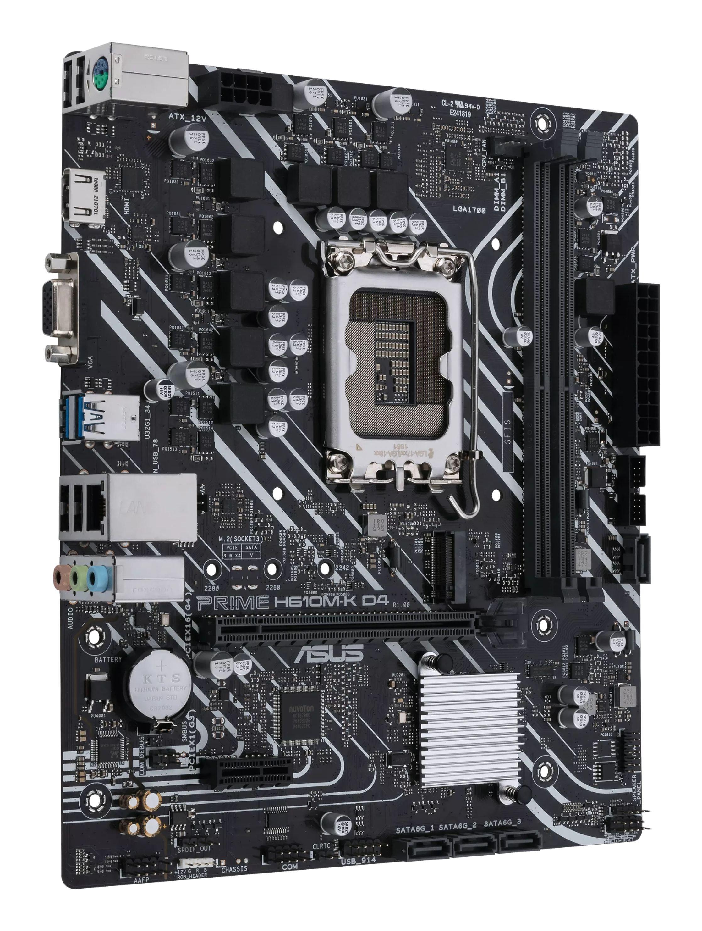 Motherboard ASUS Prime H610M-K D4 (LGA 1700 - micro-ATX - Duplo canal - Preto), miniatura 3