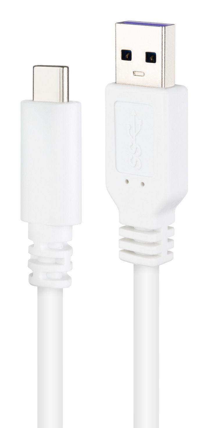 Cabo USB NANOCABLE 10.01.2101-W (1 m - USB A - USB C - Branco) — miniatura 3