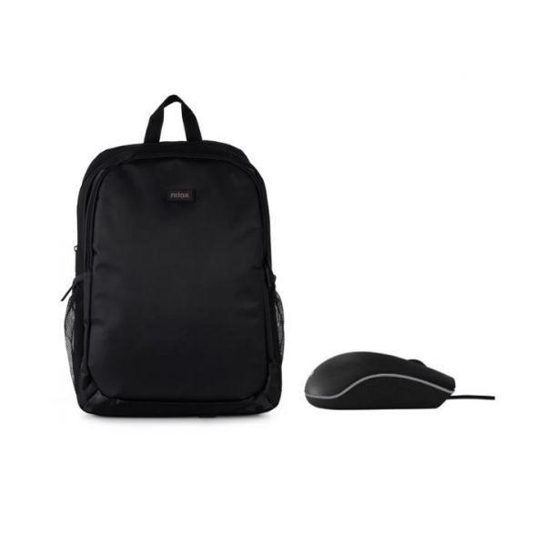 Mochila para Portátil NILOX NXBKM010 (15,6" - Rato USB 1000 dpi - Preto)