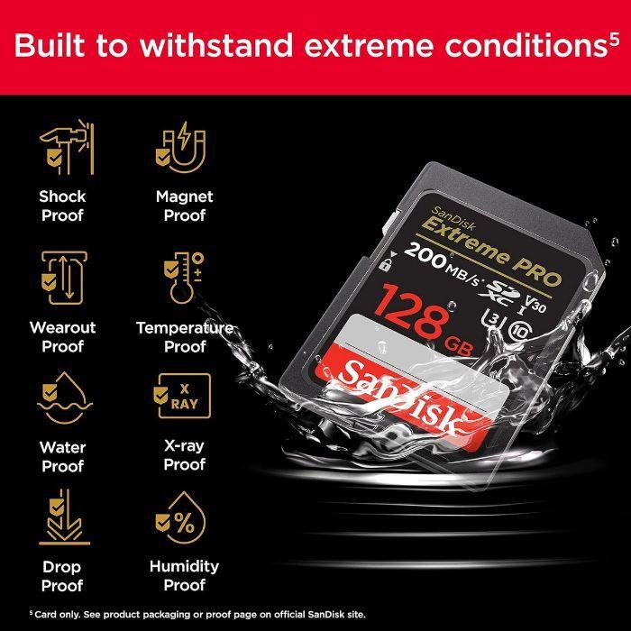 Cartão de Memória SANDISK Extreme PRO (128GB - Classe 10 - Até 200 MB/s - Preto), miniatura 4