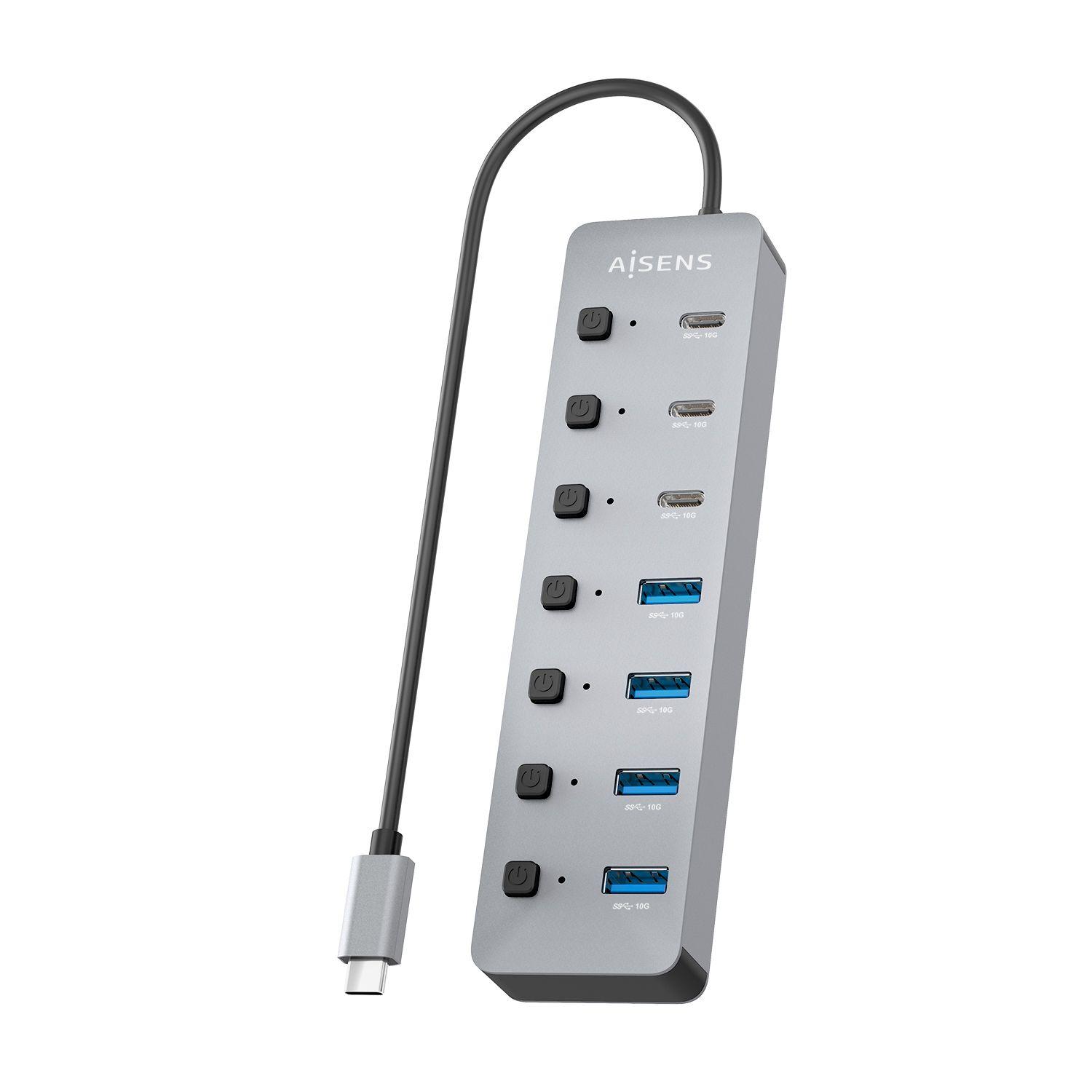Hub USB-C AISENS ASUC-8P044-GR (0,3 m - Cinzento), miniatura 3