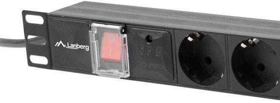 Bloco de Tomadas para Rack LANBERG PDU-07F-0200-BK (19 polegadas - Tipo F - Preto) — miniatura 3