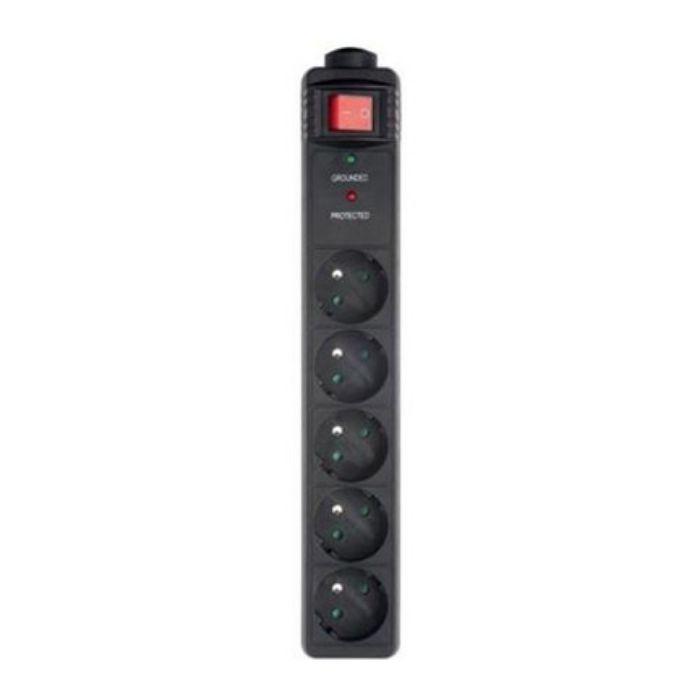 Bloco de Tomadas com Proteção contra Sobretensões GEMBIRD SPG5-C-5 (Tipo F - Preto) — miniatura 2